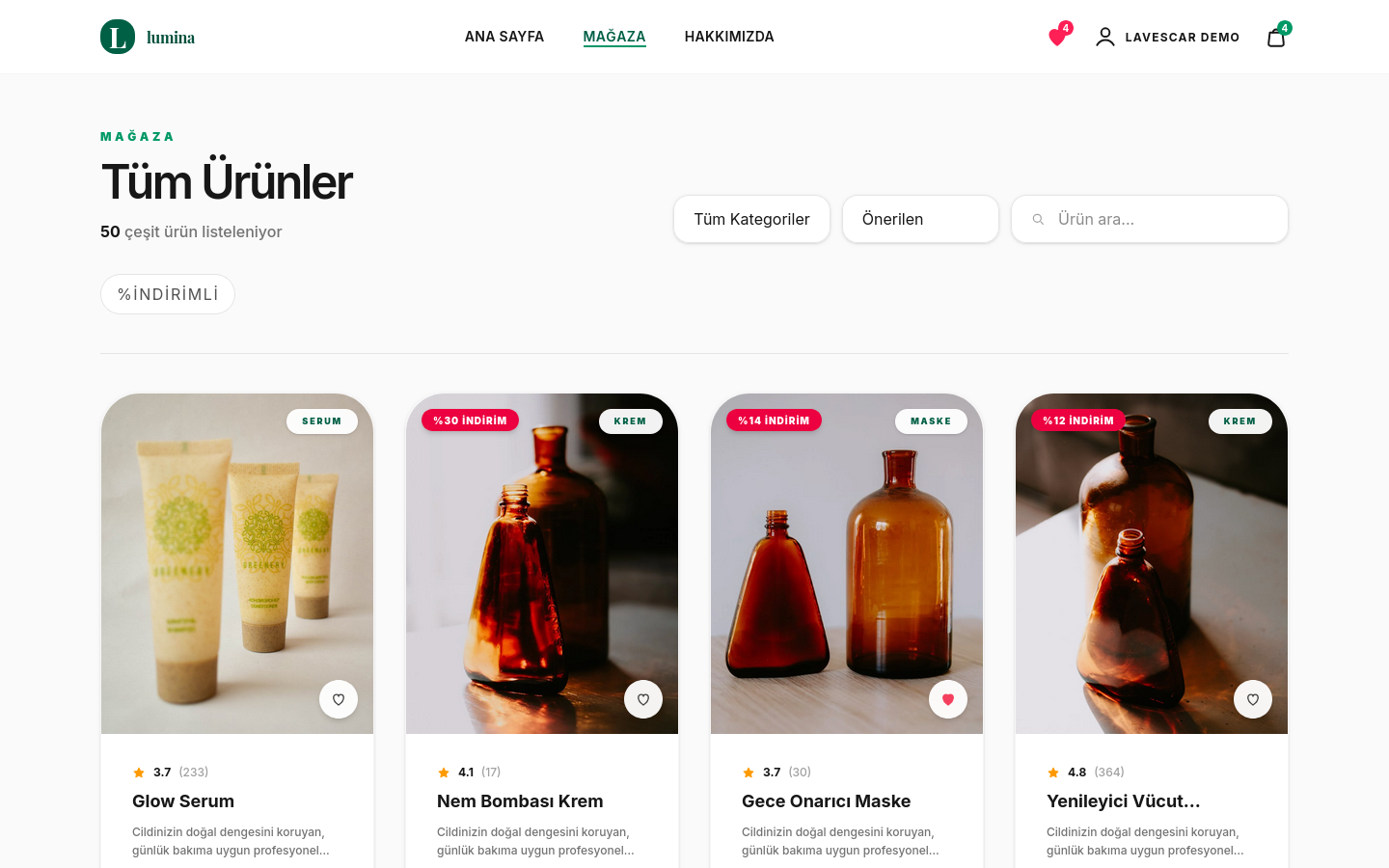 Lumina Skin Storefront preview 2
